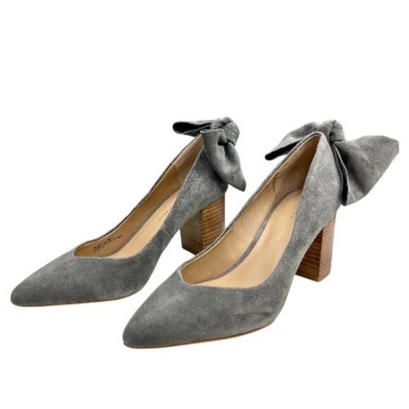 Anthropologie Bow-Tied Pumps Heels In Gray 7.5 - Picture 1 of 14